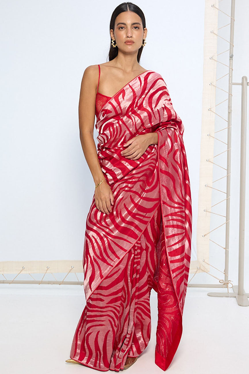 Handwoven Scarlet Silk Saree