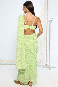 Mint Green Polka Dotted Saree