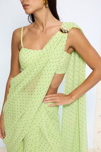Mint Green Polka Dotted Saree