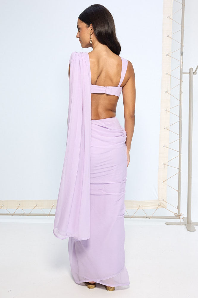 Lilac Movable Brooch Saree