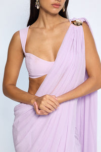 Lilac Movable Brooch Saree