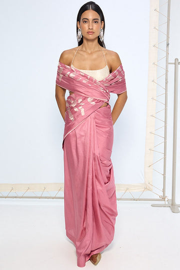 Handwoven Dusty Pink Silk Saree