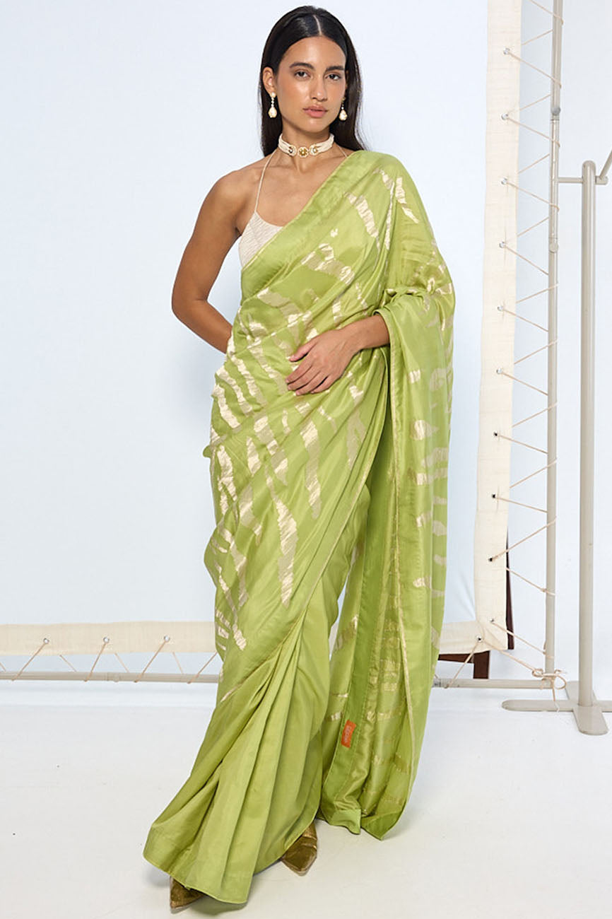 Handwoven Sage Green Silk Saree