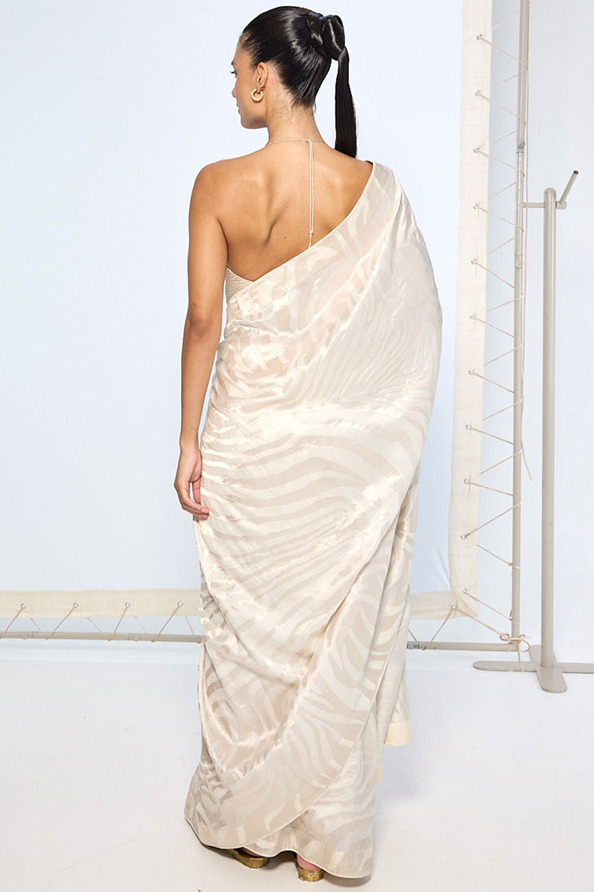 Handwoven Ivory Silk Saree