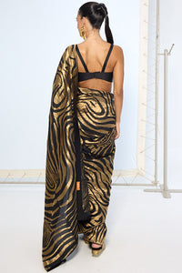 Handwoven Black & Gold Silk Saree