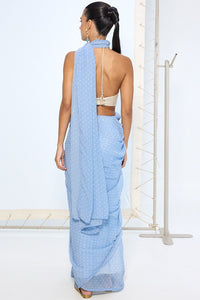 Blue Polka Dotted Saree
