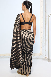 Handwoven Black & Silver Silk Saree