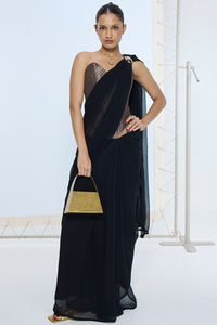 Midnight Black Movable Brooch Saree