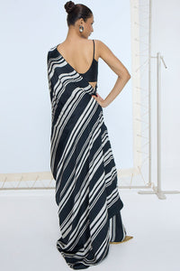 Black & White Stripe Saree