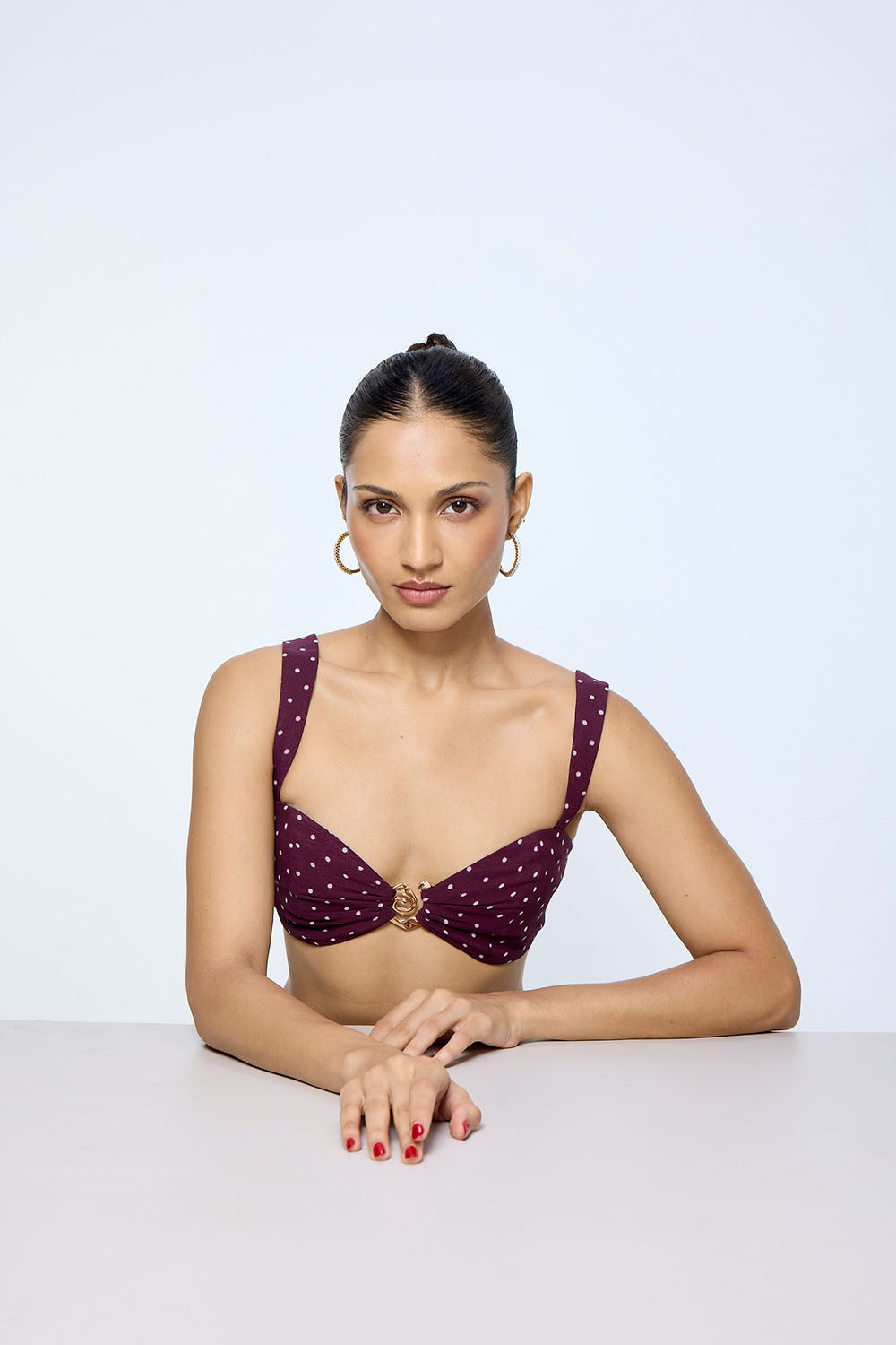 Maroon Polka Dot Blouse