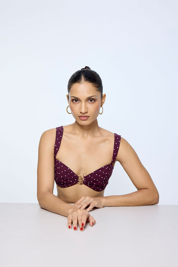 Maroon Polka Dot Blouse