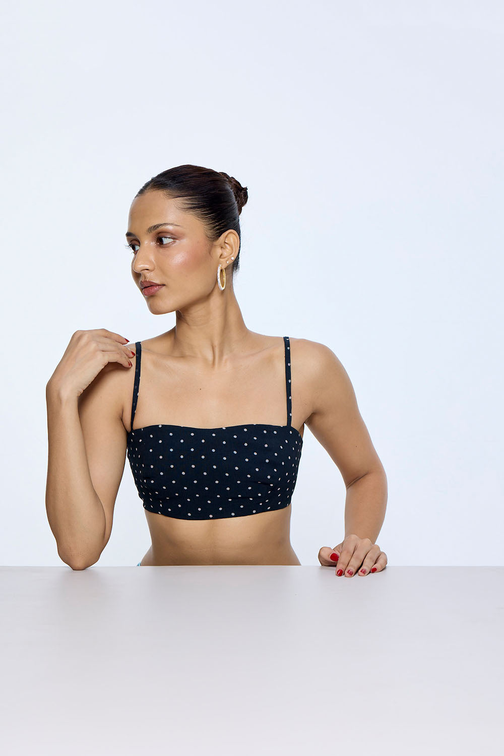 Midnight Black Polka Dot Blouse