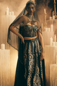 Forget Me Not Lehenga Black