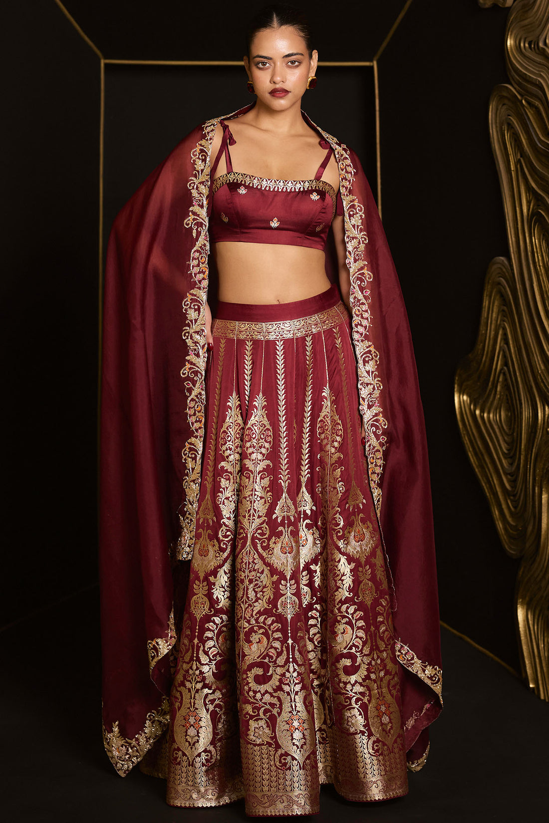 Forever Mine Lehenga Garnet