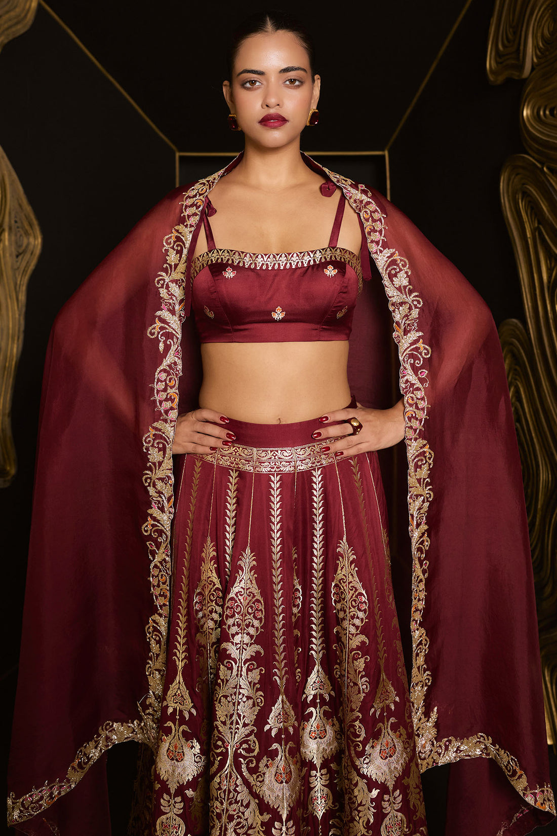 Forever Mine Lehenga Garnet