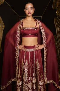 Forever Mine Lehenga Garnet