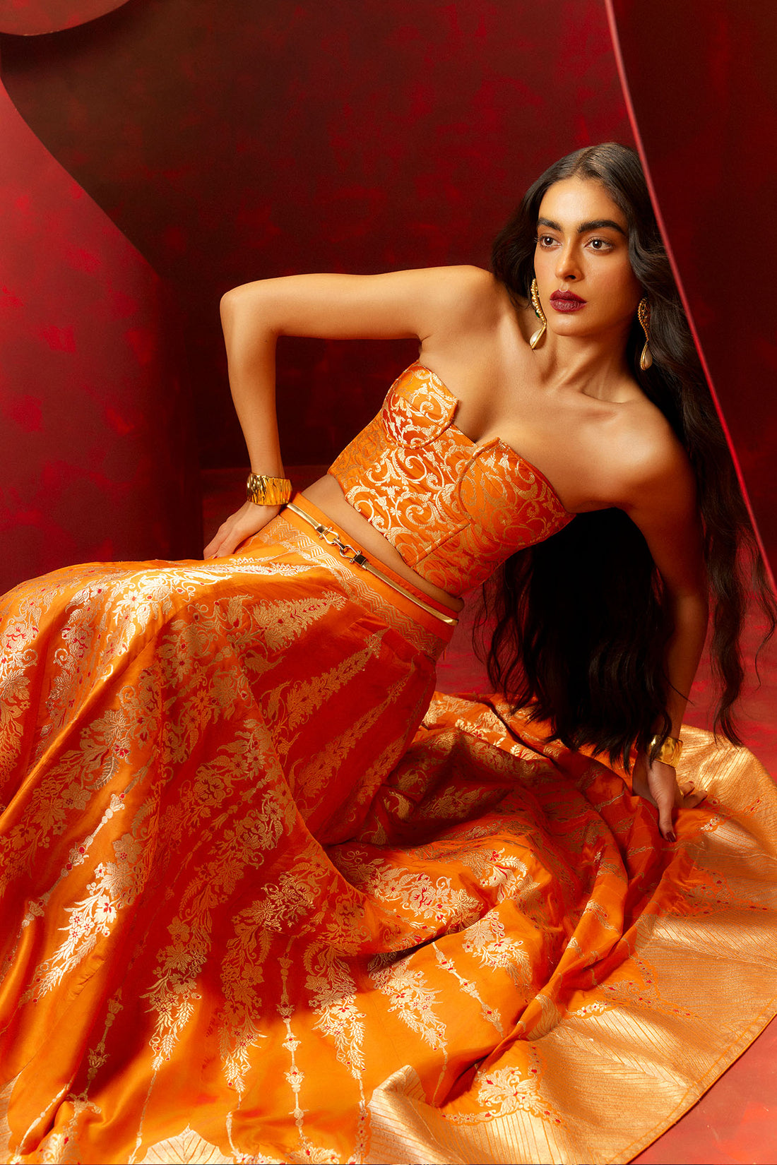 Crimson Kiss Lehenga Rust