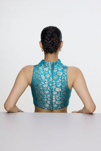 Handwoven Coral Blue Blouse