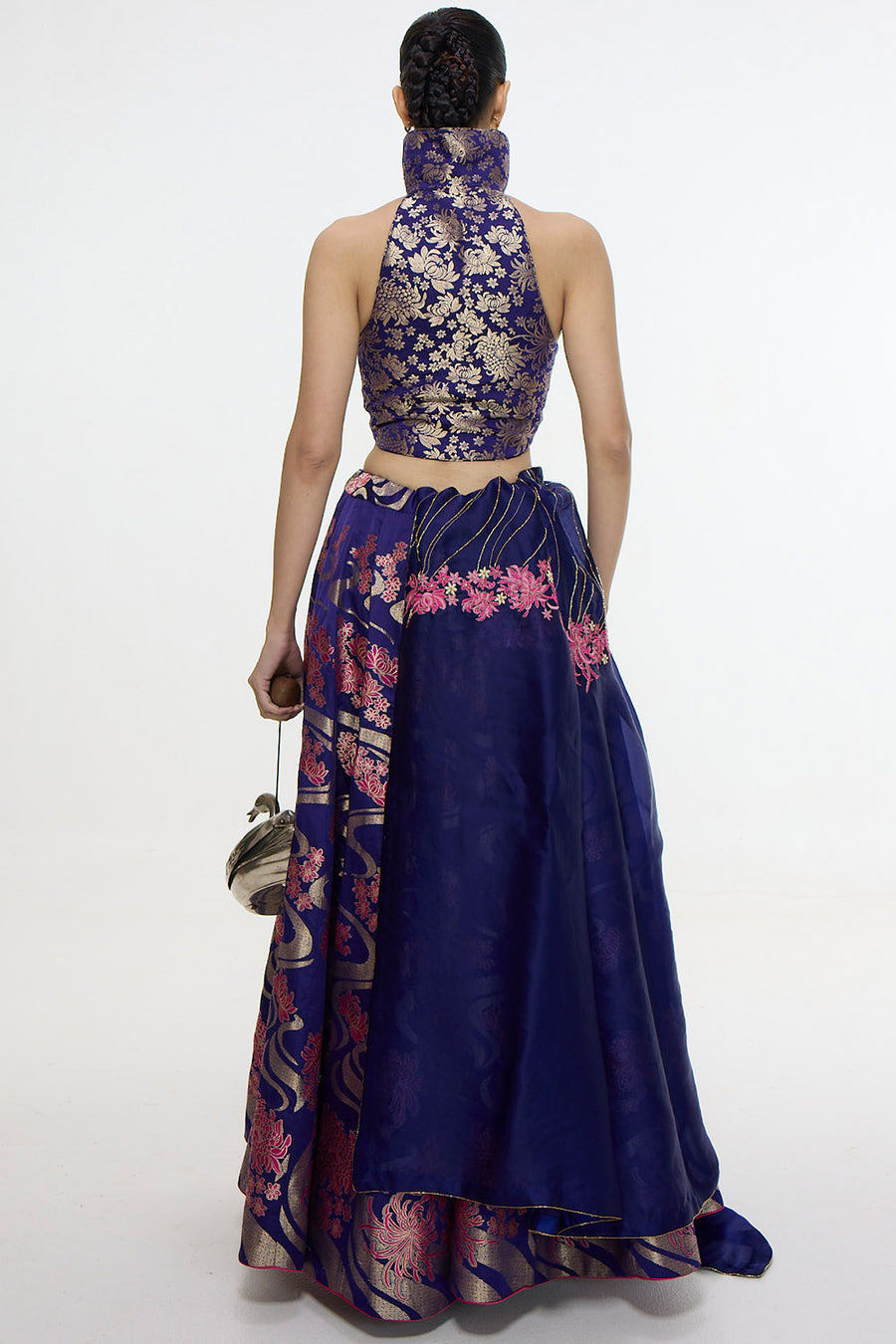 Handwoven Aubergine Cutwork Lehenga Set