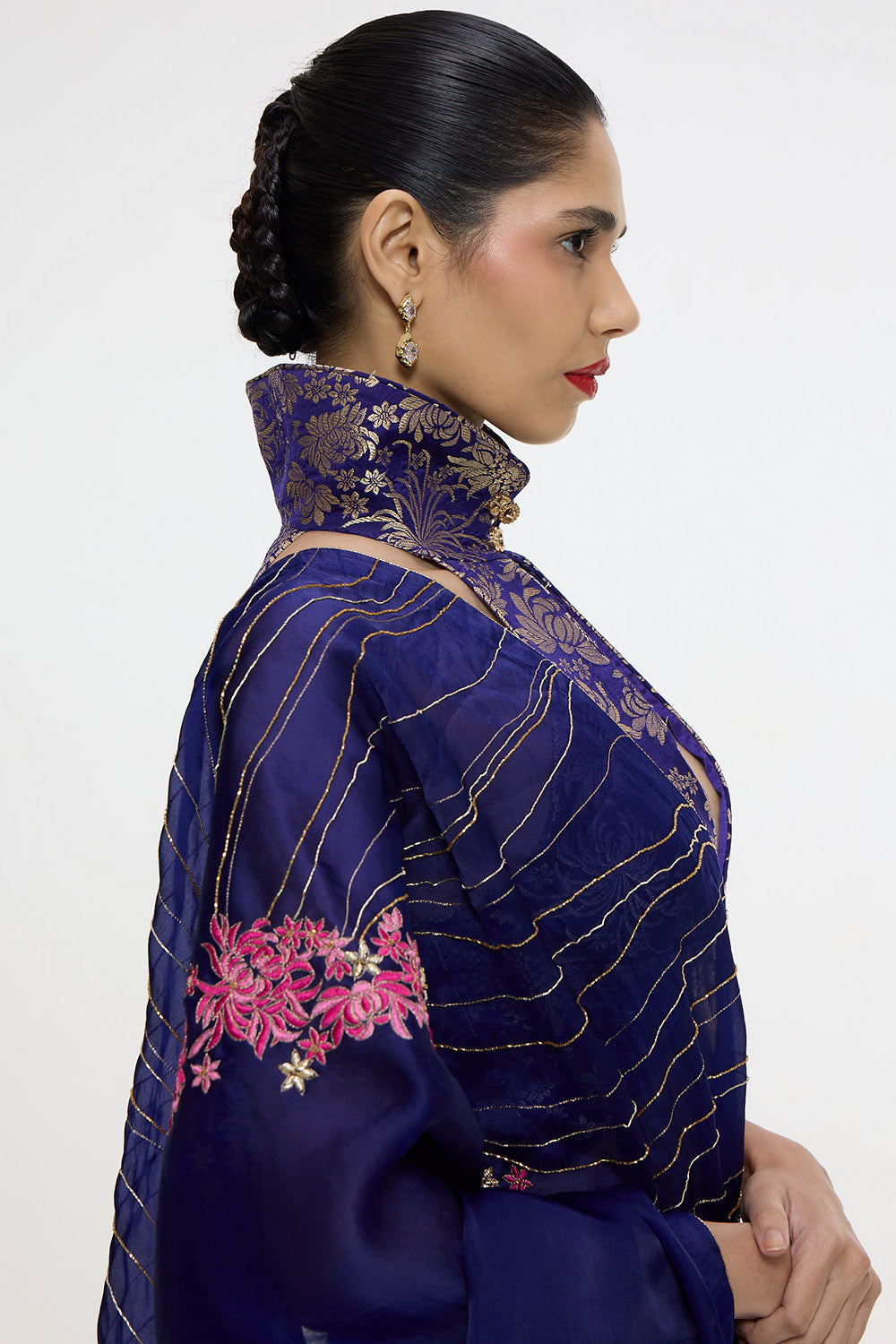 Handwoven Aubergine Cutwork Lehenga Set