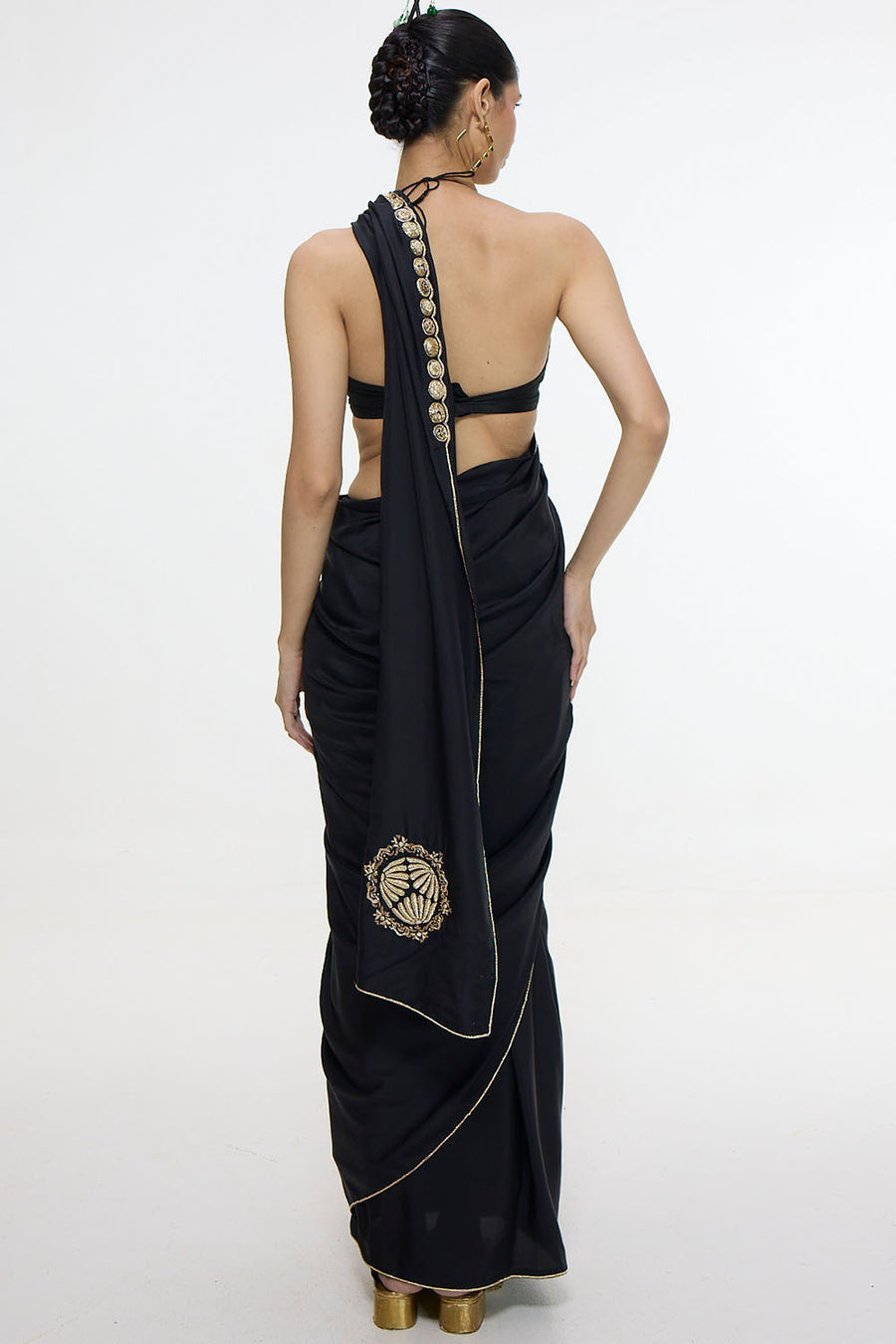 Handwoven Black Mashroo Silk Saree