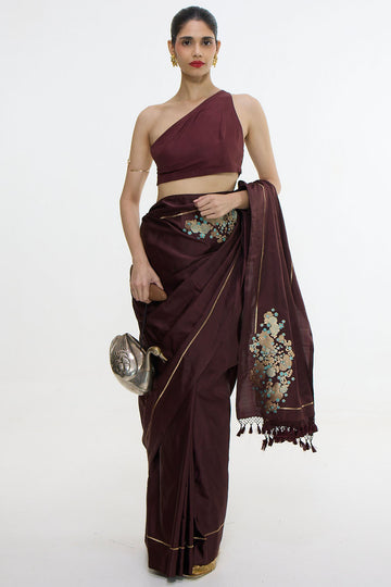 Handwoven Burgundy Saree