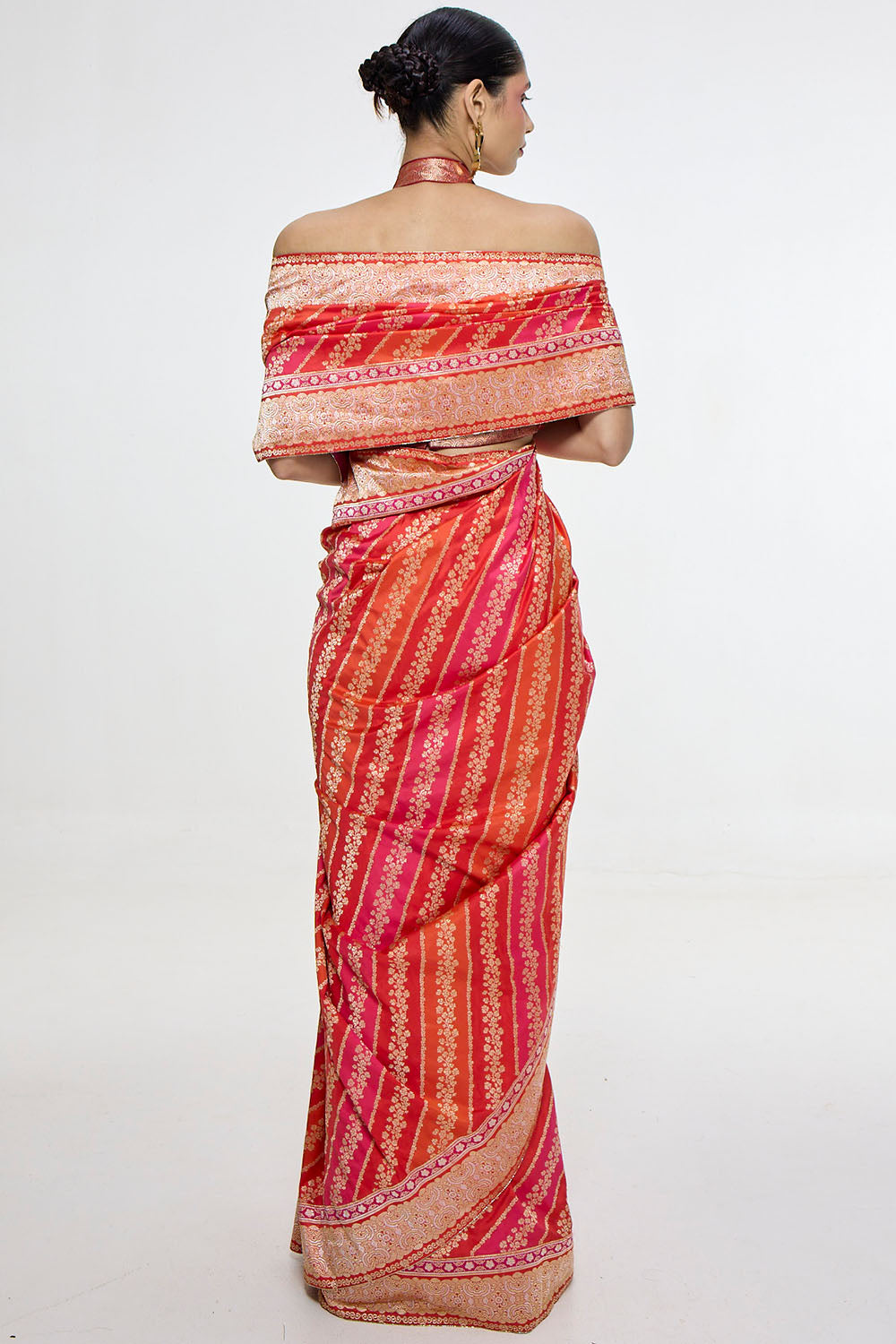 Handwoven Carmine Red Mashroo Silk Saree
