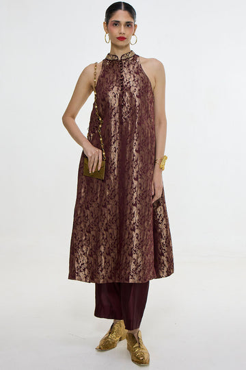 Handwoven Cherry Red Kurta Set