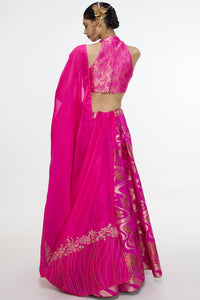 Handwoven Fuchsia Cutwork Lehenga Set