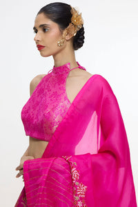 Handwoven Fuchsia Cutwork Lehenga Set