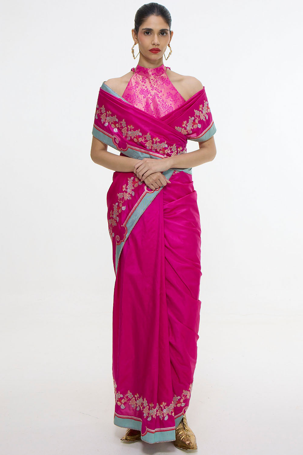 Handwoven Fuschia Pink Mashroo Silk Saree