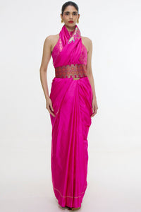 Handwoven Hot Pink Kadhwa Banarasi Saree