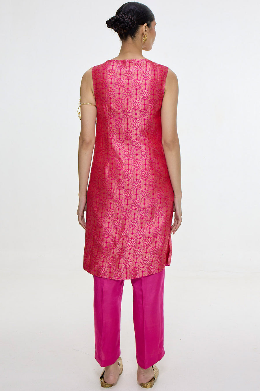 Handwoven Hot Pink Waistcoat Set