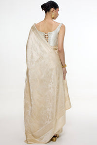 Handwoven Ivory Kadhwa Banarasi Saree