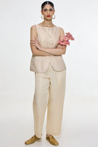 Handwoven Ivory Waistcoat Set