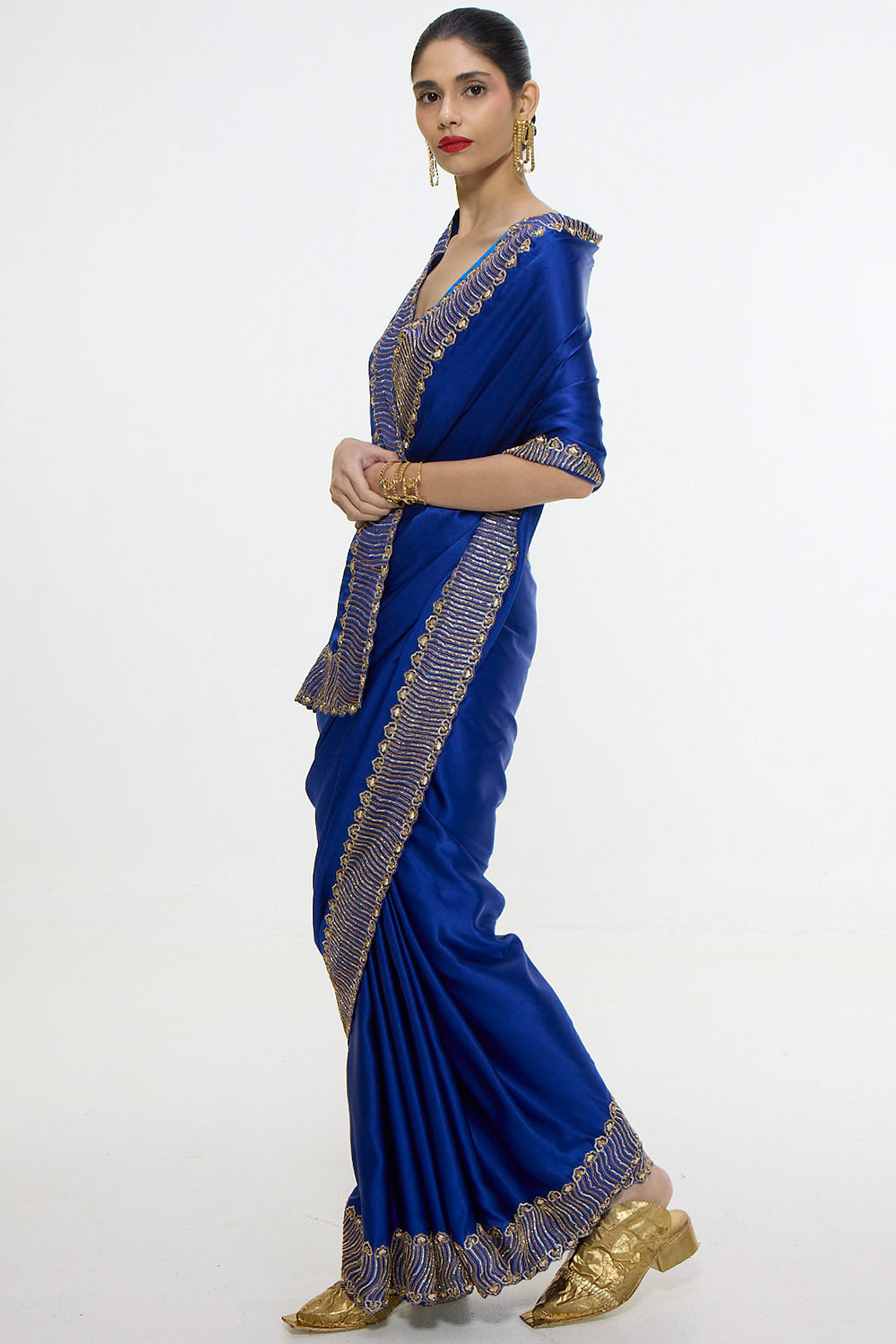 Handwoven Marine Blue Mashroo Silk Saree