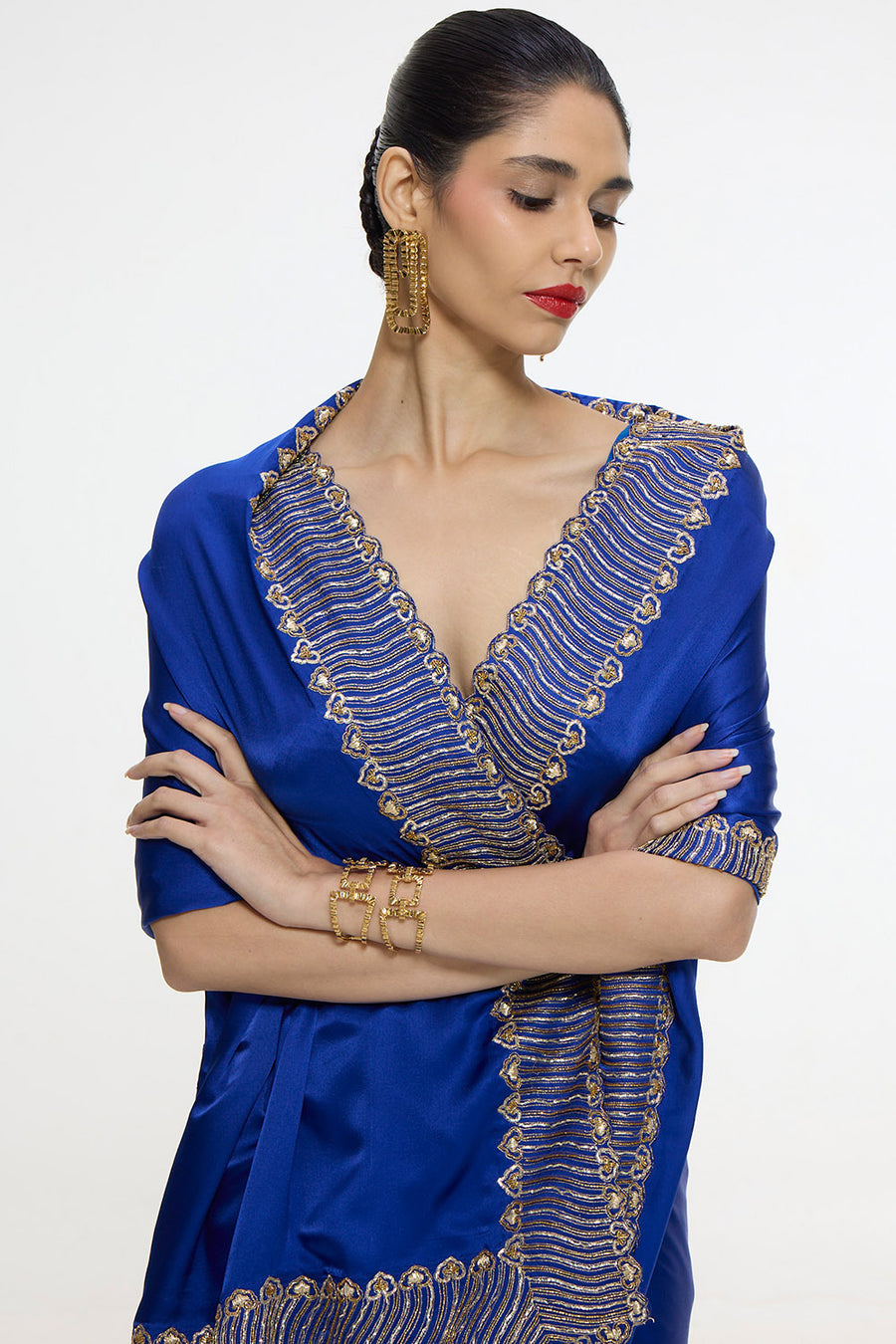 Handwoven Marine Blue Mashroo Silk Saree