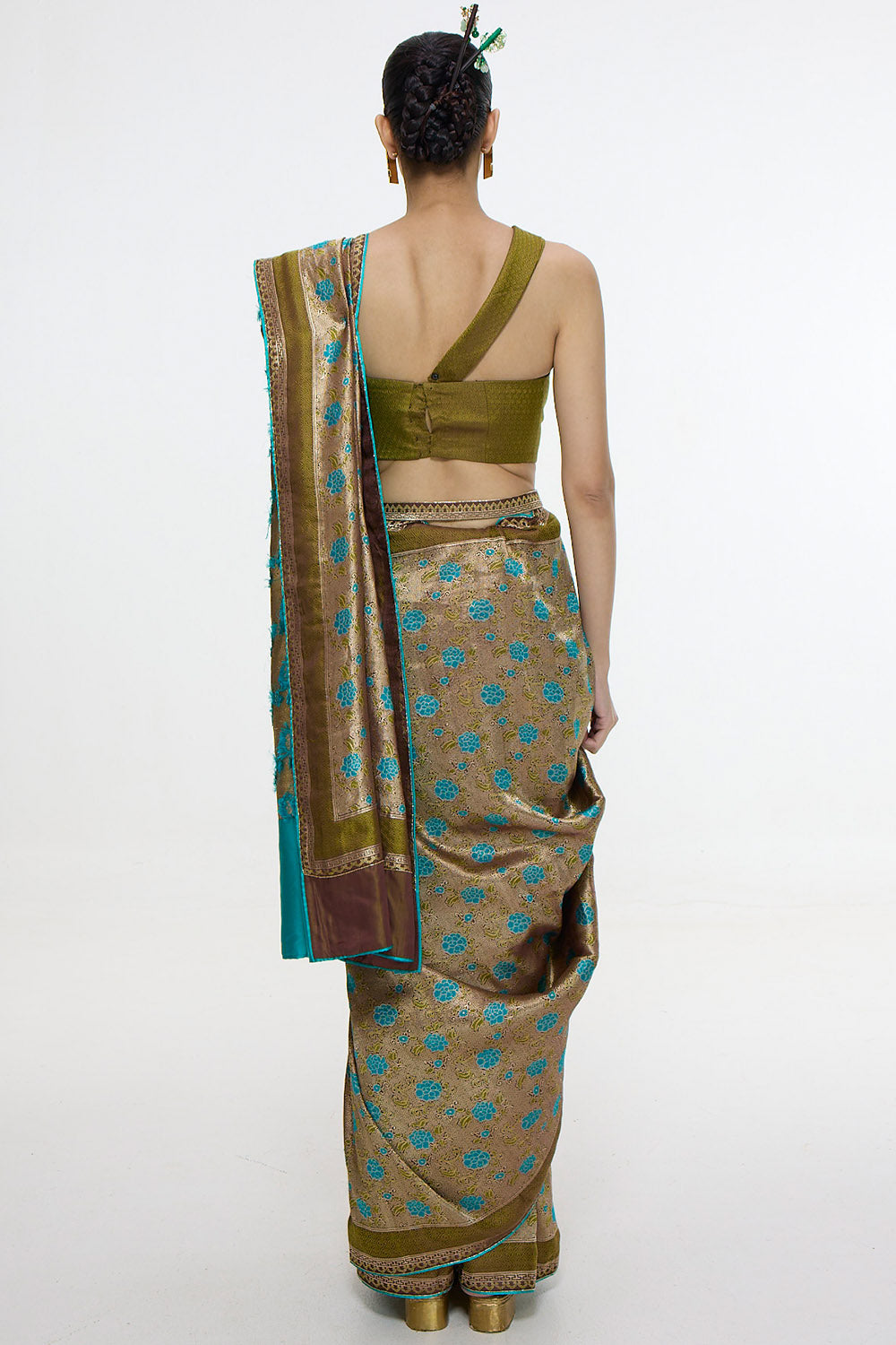 Handwoven Olive Green Saree