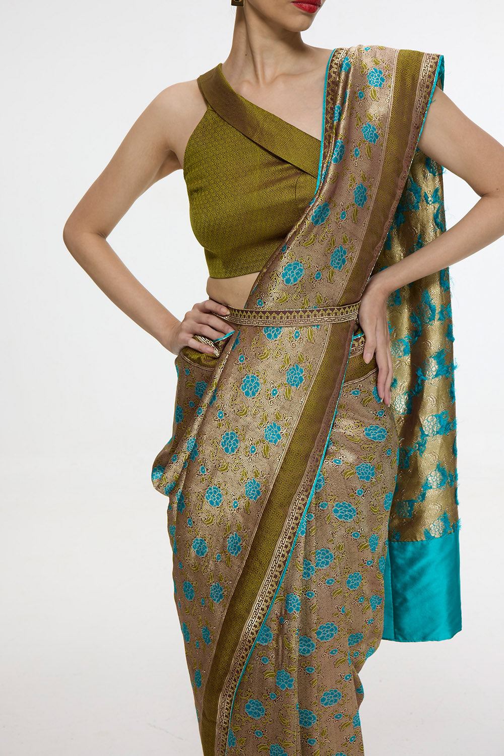 Handwoven Olive Green Saree