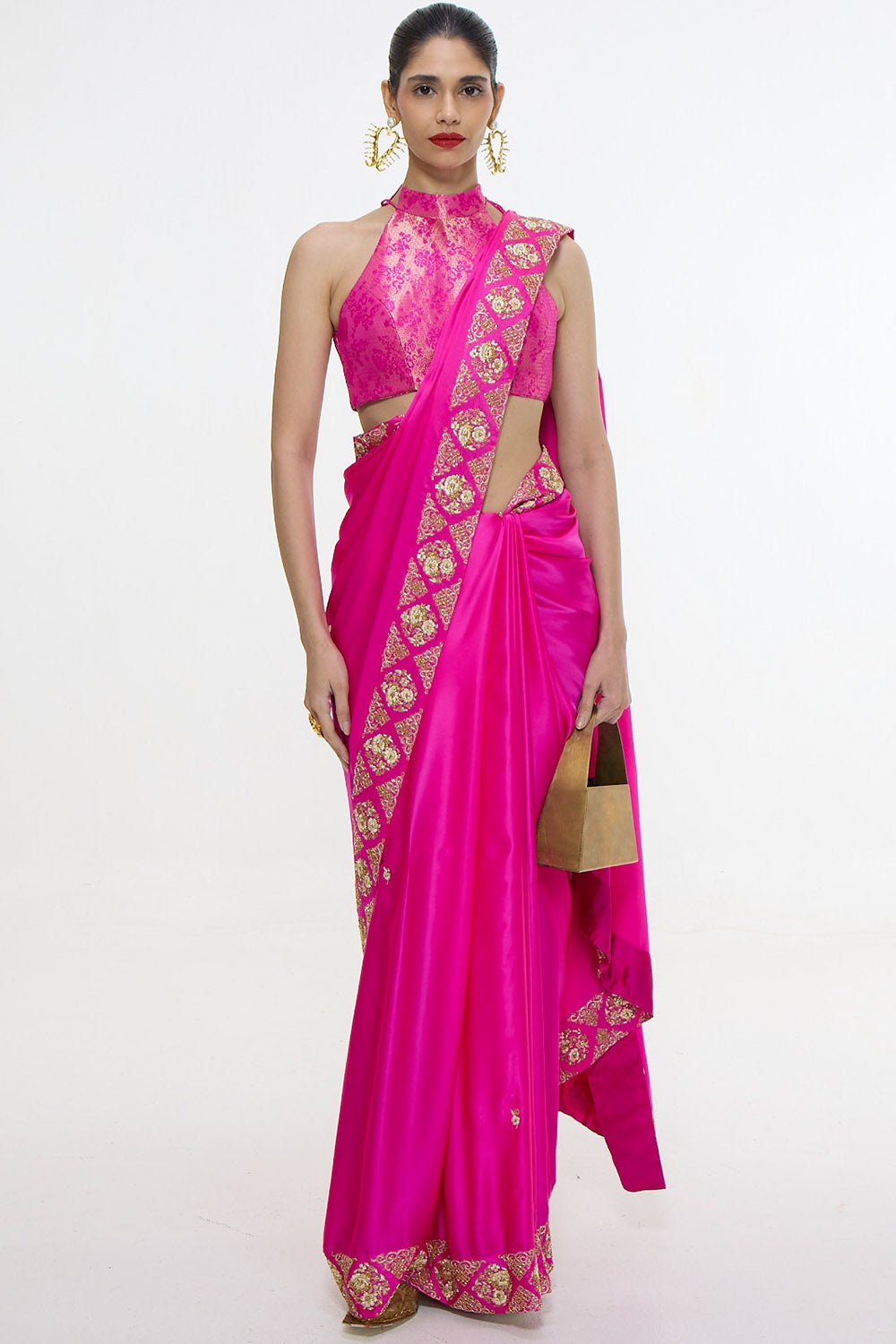 Handwoven Pink Mashroo Silk Saree with Embroidered Border