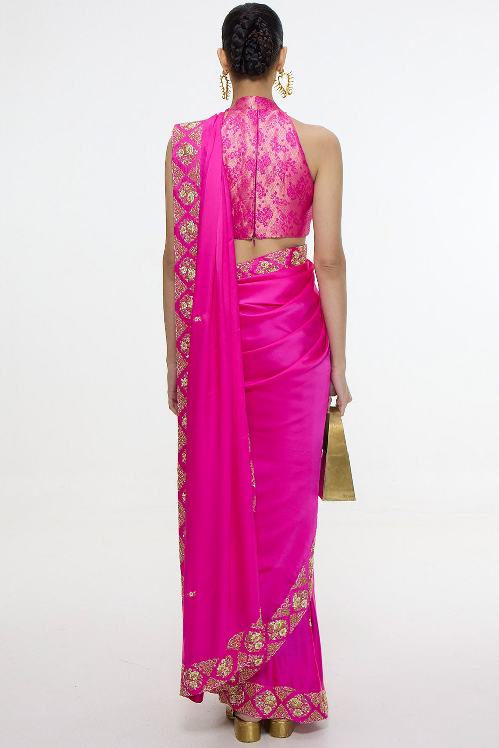 Handwoven Pink Mashroo Silk Saree with Embroidered Border