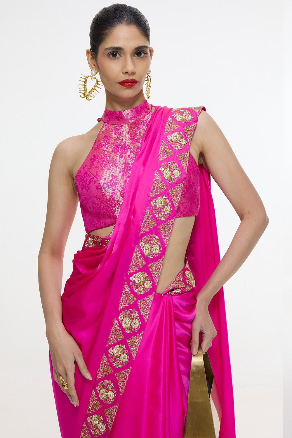 Handwoven Pink Mashroo Silk Saree with Embroidered Border