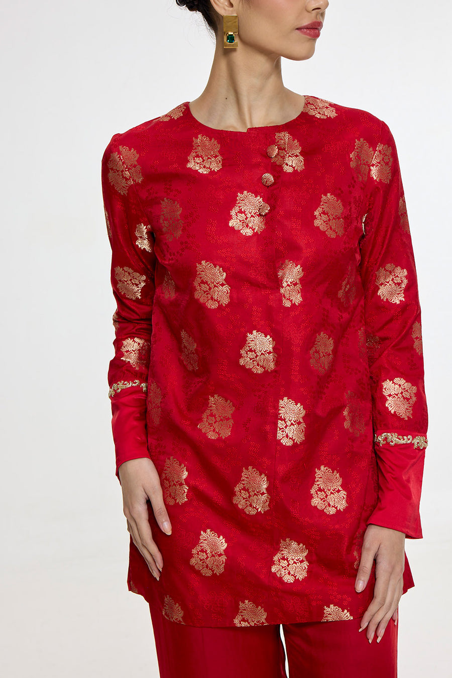 Handwoven Red Short Kurta Set