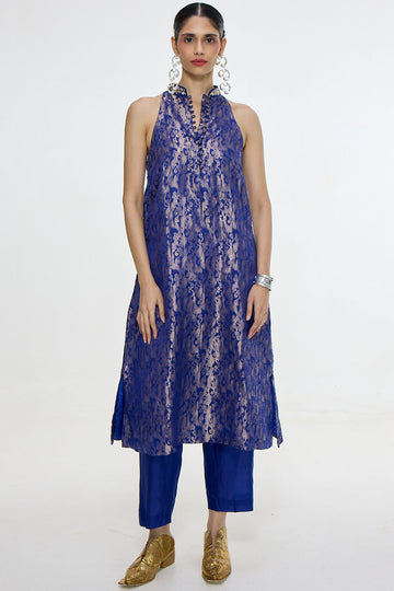 Handwoven Royal Blue Kurta Set