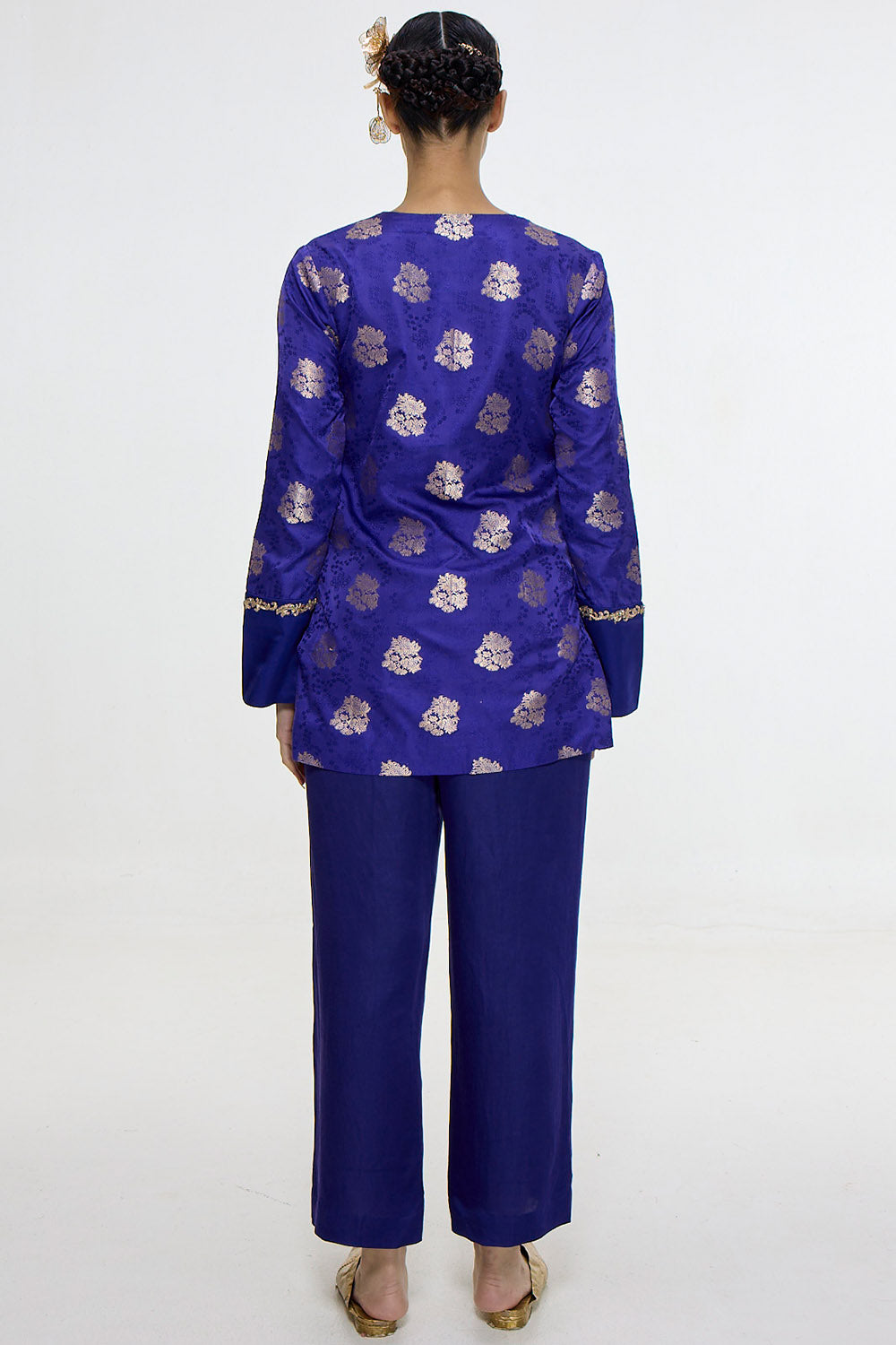 Handwoven Royal Blue Short Kurta Set