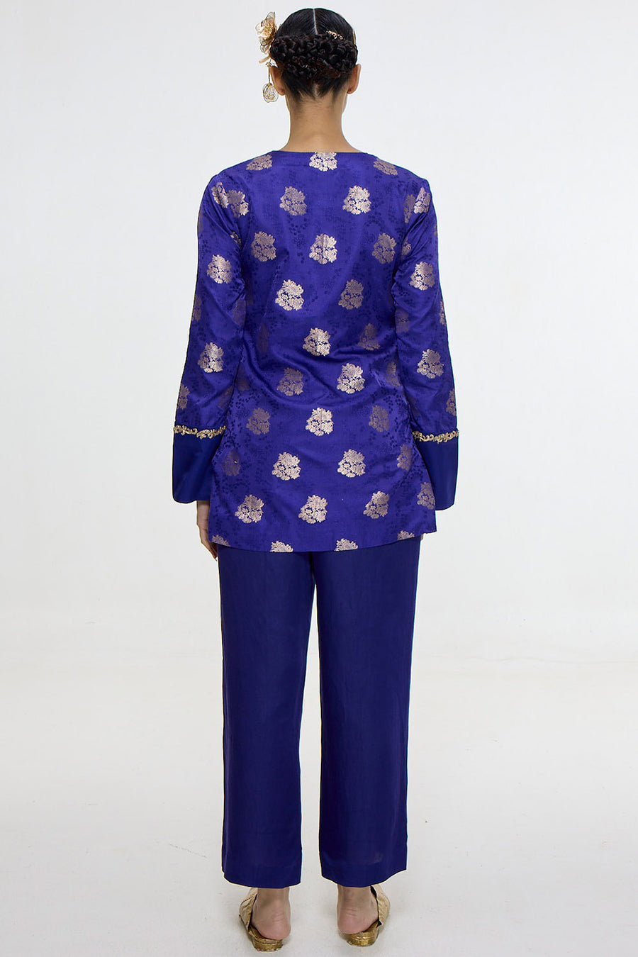 Handwoven Royal Blue Short Kurta Set