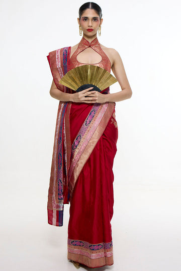 Handwoven Scarlet Red Saree