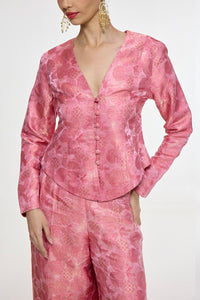 Handwoven Soft Pink Jacket Set