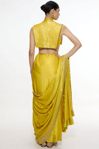 Handwoven Ochre Mashroo Silk Saree