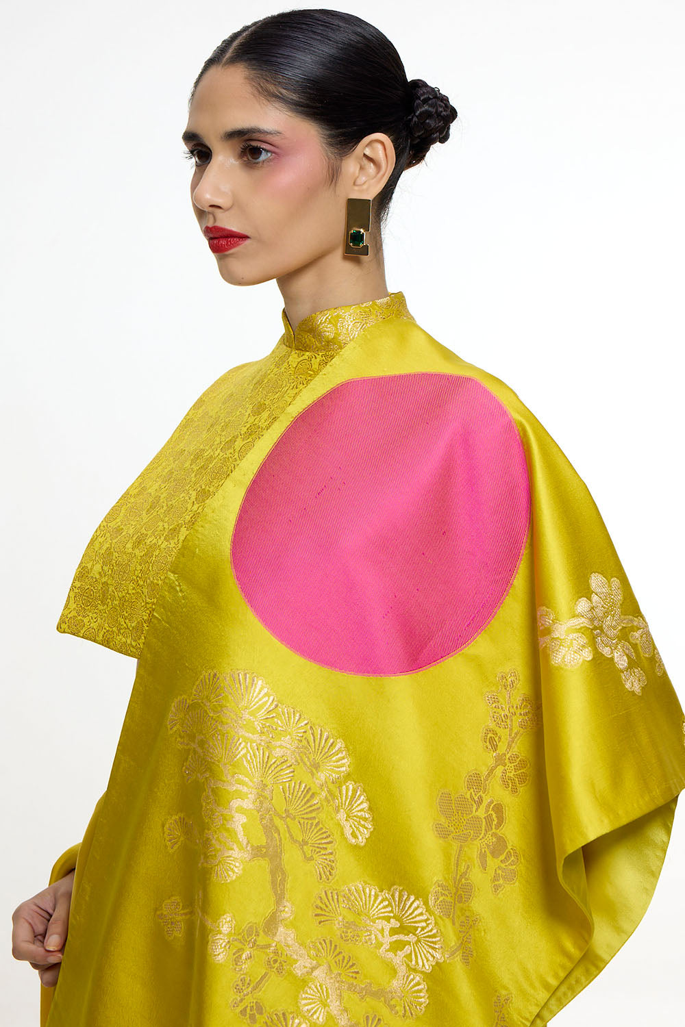 Handwoven Ochre Mashroo Silk Saree